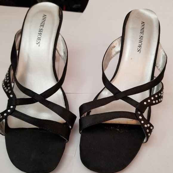 Annie Shoes Shoes - COPY - Black Rhinestone, Clear Acrylic Heels